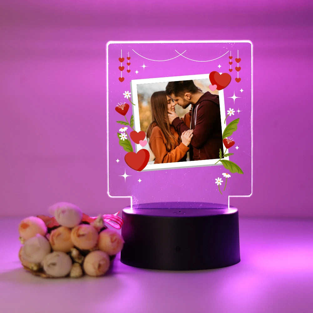 Personalisierte LED-Fotolampe – Mit eigenem Bild & Text | In 7 Farben oder warmem Licht | Mehrere Varianten
