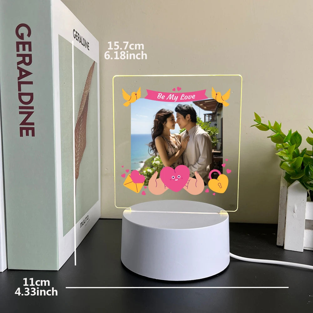 Personalisierte LED-Fotolampe – Mit eigenem Bild & Text | In 7 Farben oder warmem Licht | Mehrere Varianten