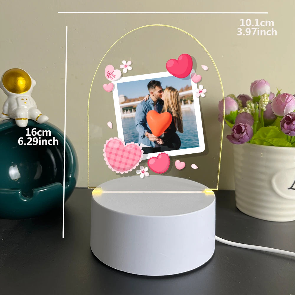 Personalisierte LED-Fotolampe – Mit eigenem Bild & Text | In 7 Farben oder warmem Licht | Mehrere Varianten