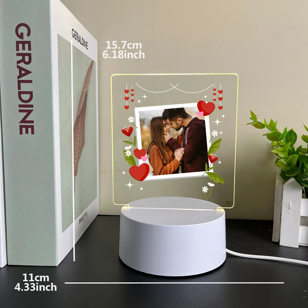 Personalisierte LED-Fotolampe – Mit eigenem Bild & Text | In 7 Farben oder warmem Licht | Mehrere Varianten