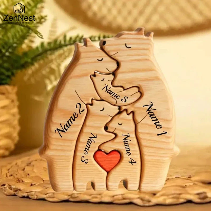 Familienliebe in Holz – Individuell graviert mit euren Namen