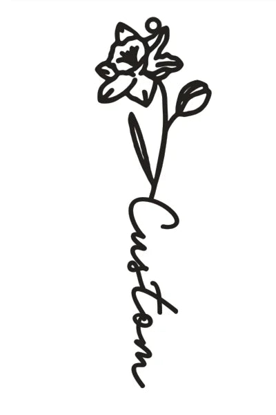 Personalisierte Namenskette mit Geburtsblume – Edelstahl Anhänger mit Wunschname