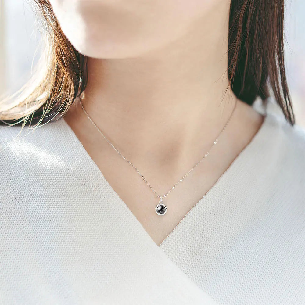 Personalisierte Foto-Projektionskette – Dein Bild im Inneren 💖 | In Silber, Gold & Roségold | 4 Designs