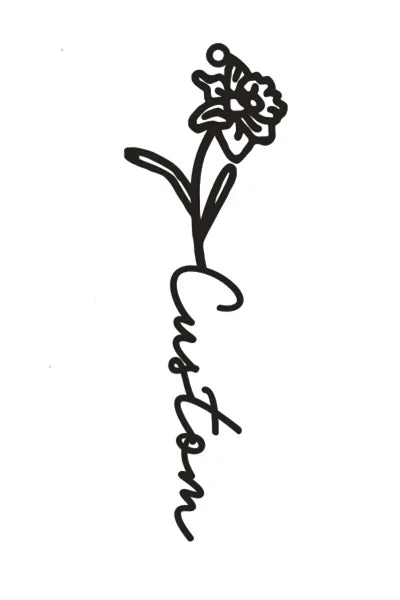 Personalisierte Namenskette mit Geburtsblume – Edelstahl Anhänger mit Wunschname