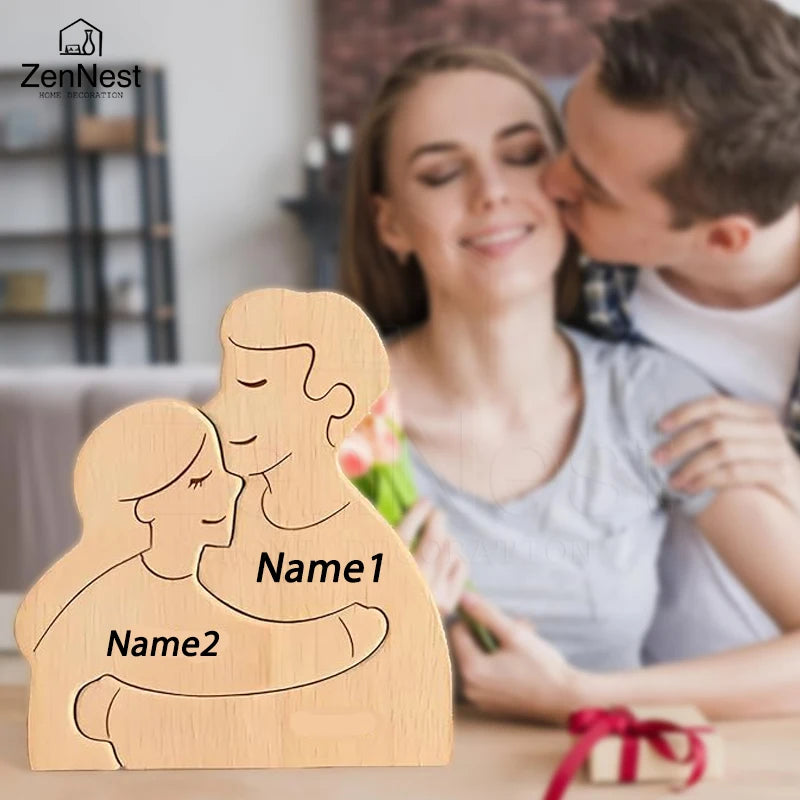 Personalisierte Familien-Holzfigur – Liebe, die für immer bleibt