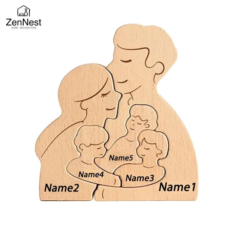 Personalisierte Familien-Holzfigur – Liebe, die für immer bleibt