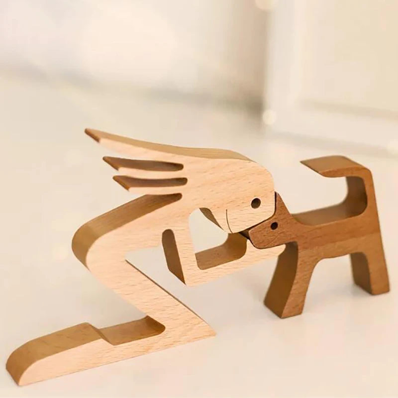 Personalisierte Holzfigur „Mensch & Hund“ | Gravur mit Namen | Handgefertigt & in vielen Varianten