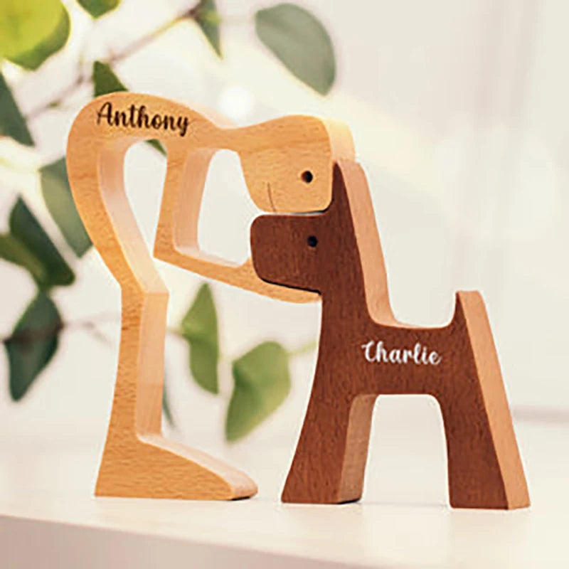 Personalisierte Holzfigur „Mensch & Hund“ | Gravur mit Namen | Handgefertigt & in vielen Varianten
