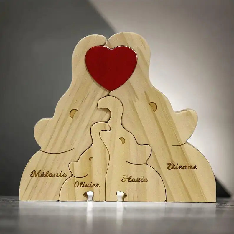 Personalisierte Holzfamilie mit Herz – Ein Symbol der Liebe & Verbundenheit