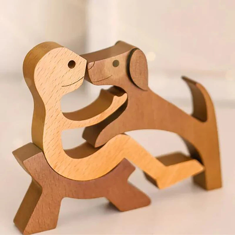 Personalisierte Holzfigur „Mensch & Hund“ | Gravur mit Namen | Handgefertigt & in vielen Varianten