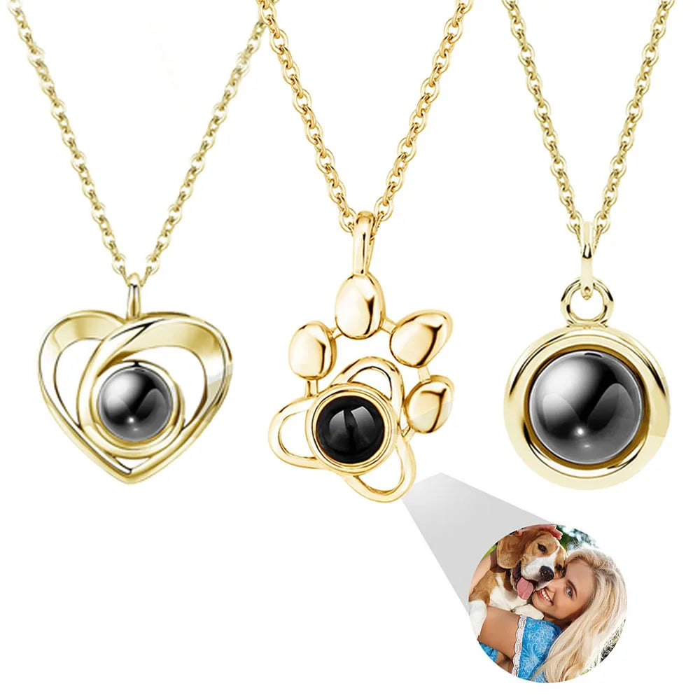 Personalisierte Foto-Projektionskette – Dein Bild im Inneren 💖 | In Silber, Gold & Roségold | 4 Designs