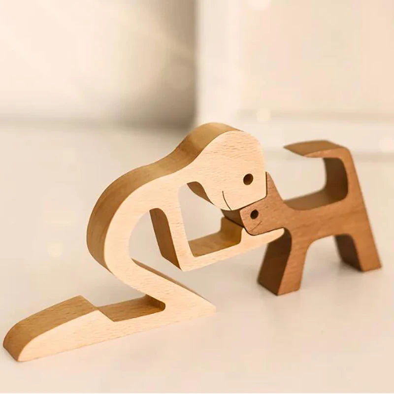 Personalisierte Holzfigur „Mensch & Hund“ | Gravur mit Namen | Handgefertigt & in vielen Varianten