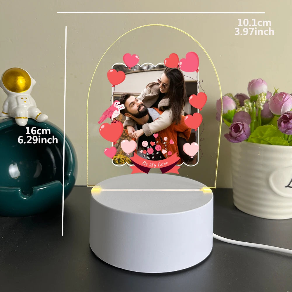 Personalisierte LED-Fotolampe – Mit eigenem Bild & Text | In 7 Farben oder warmem Licht | Mehrere Varianten