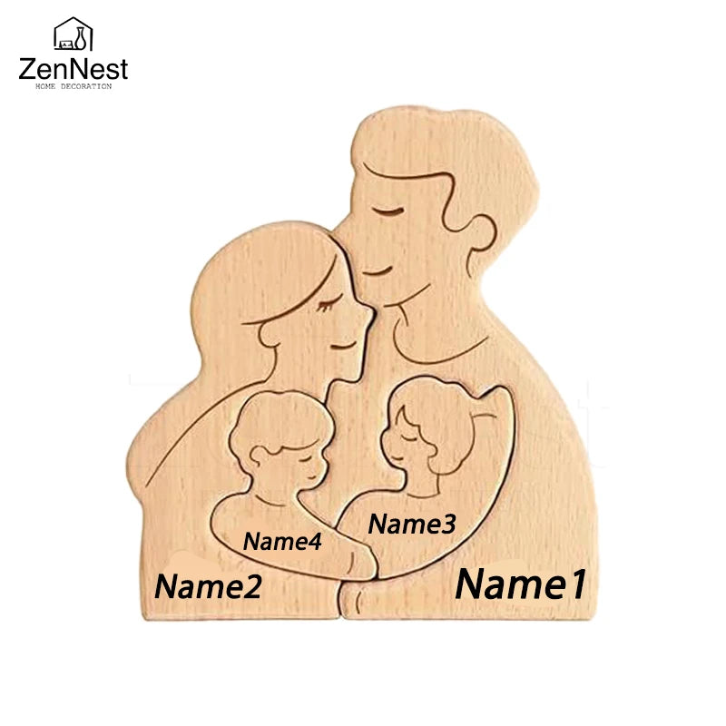 Personalisierte Familien-Holzfigur – Liebe, die für immer bleibt