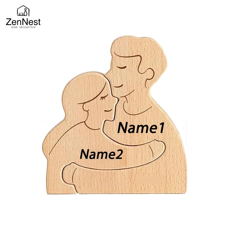 Personalisierte Familien-Holzfigur – Liebe, die für immer bleibt