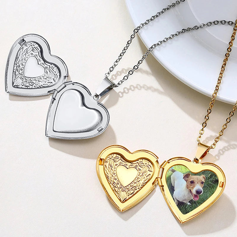 Personalisierbare Herzmedaillon-Kette – mit Foto oder Foto & Gravur | In 3 Varianten | Edelstahl oder Gold