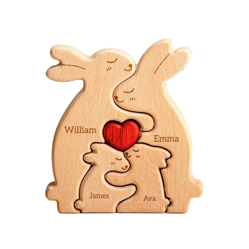 Personalisierte Hasen-Holzfigur – Symbol der Liebe & Familie