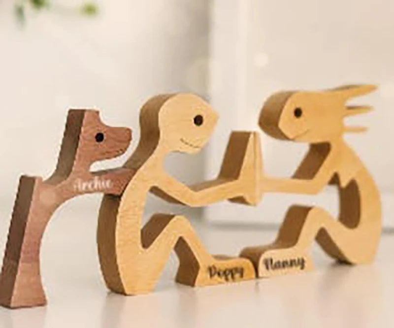 Personalisierte Holzfigur „Mensch & Hund“ | Gravur mit Namen | Handgefertigt & in vielen Varianten
