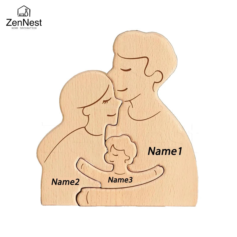 Personalisierte Familien-Holzfigur – Liebe, die für immer bleibt