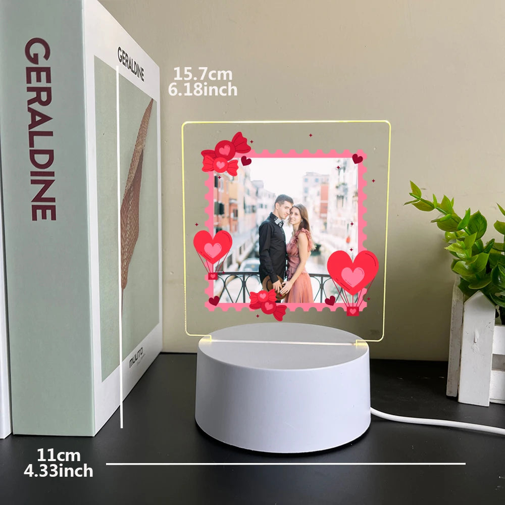Personalisierte LED-Fotolampe – Mit eigenem Bild & Text | In 7 Farben oder warmem Licht | Mehrere Varianten
