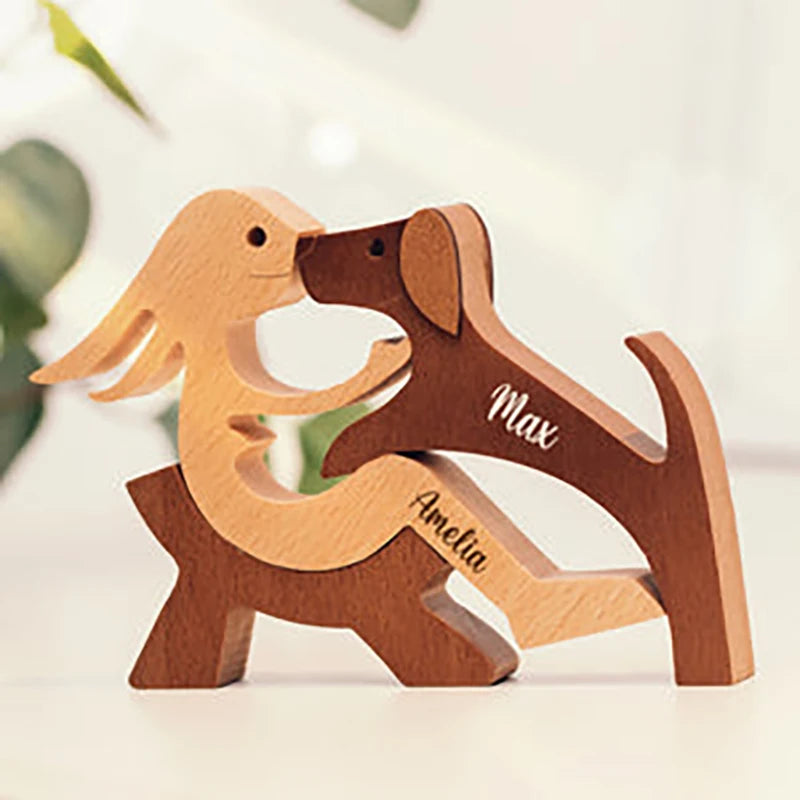 Personalisierte Holzfigur „Mensch & Hund“ | Gravur mit Namen | Handgefertigt & in vielen Varianten