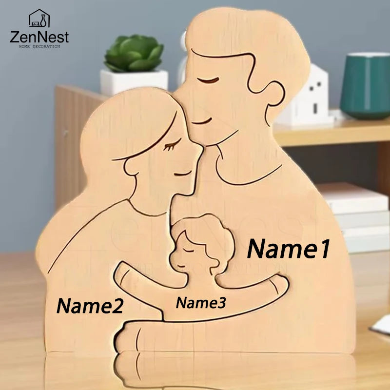 Personalisierte Familien-Holzfigur – Liebe, die für immer bleibt