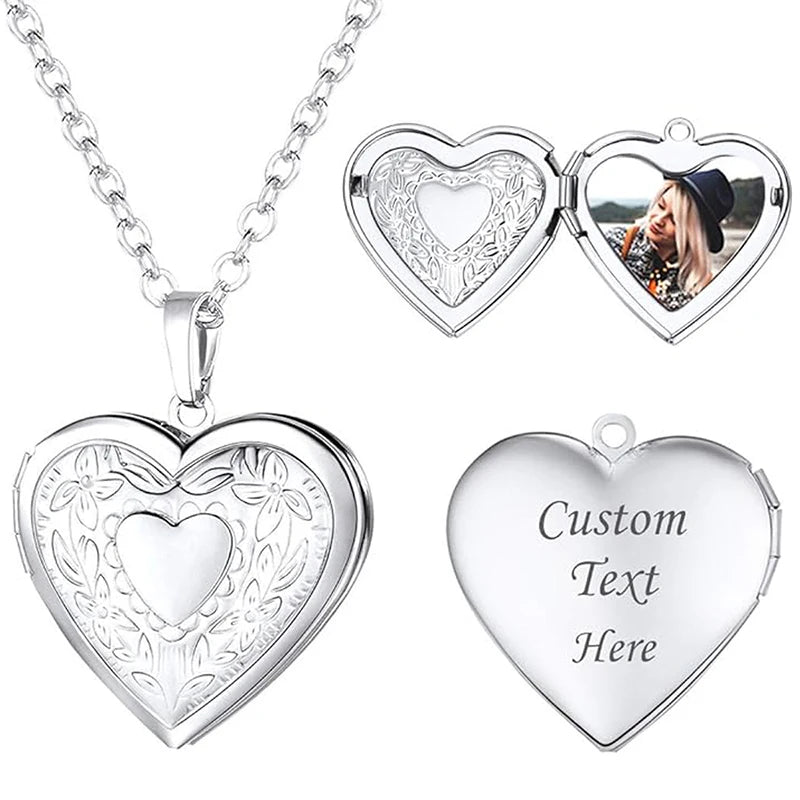 Personalisierbare Herzmedaillon-Kette – mit Foto oder Foto & Gravur | In 3 Varianten | Edelstahl oder Gold